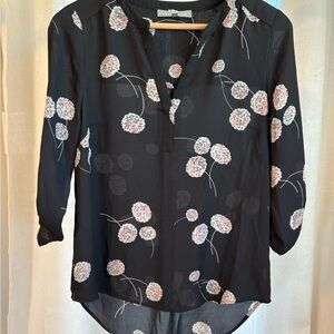 Daniel Rainn Black and Pink Floral Blouse
